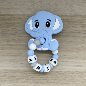 Anneau de dentition personnalisé #025 éléphant bleu