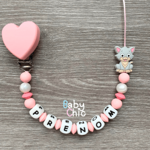 Attache tétine personnalisée #036 chat gris