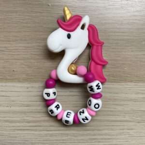 Anneau de dentition personnalisé Licorne framboise #44
